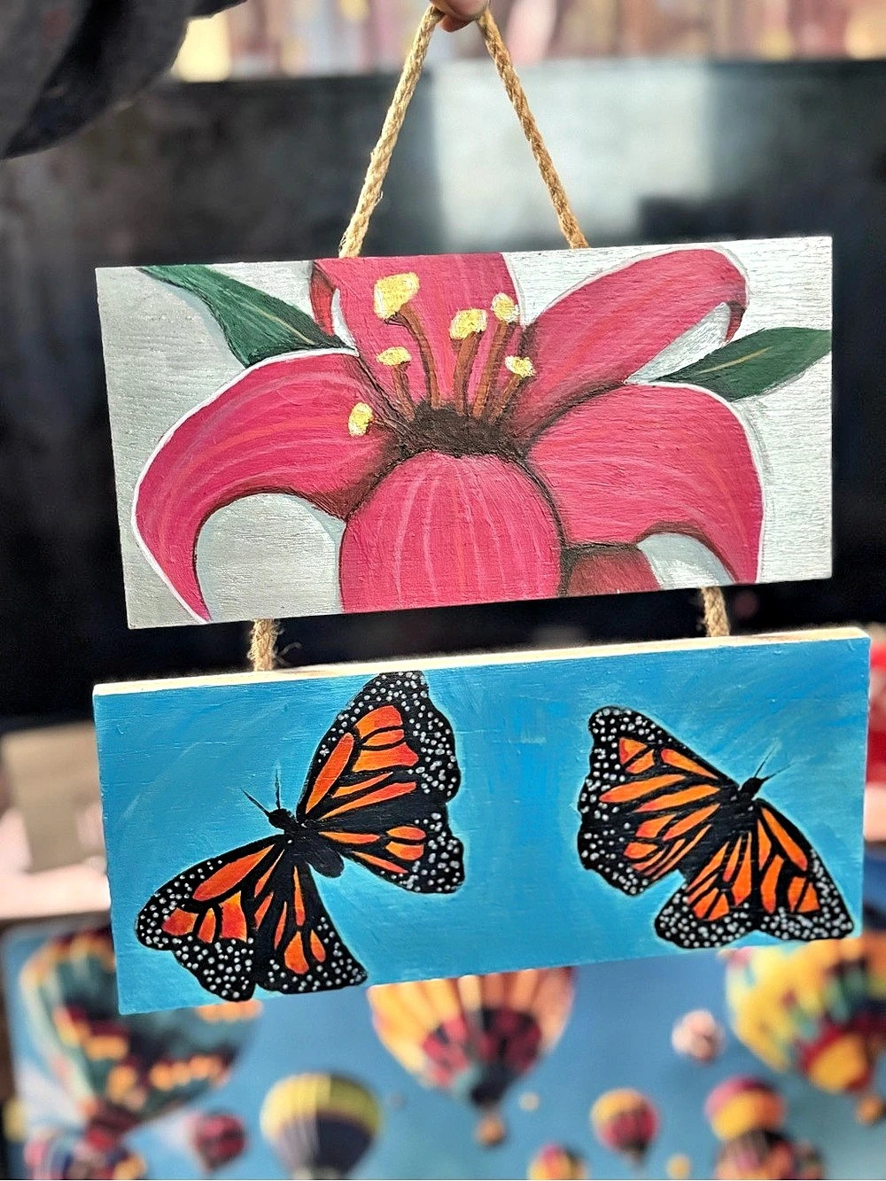 Hand-Painted Floral & Butterfly Wall Art